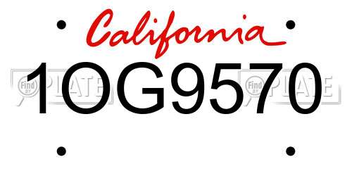 1OG9570 California License Plate