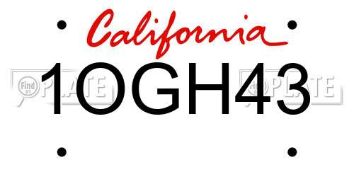 1OGH43 California License Plate