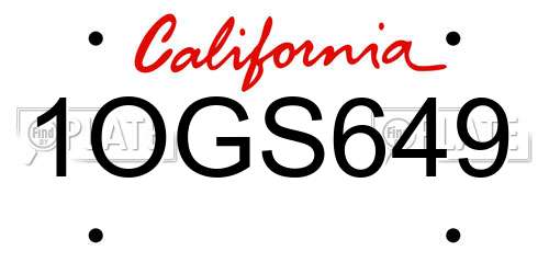 1OGS649 California License Plate
