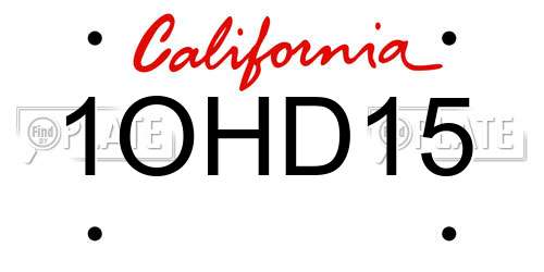 1OHD15 California License Plate