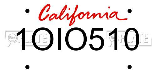 1OIO510 California License Plate