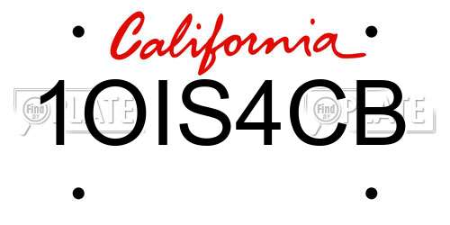 1OIS4CB California License Plate