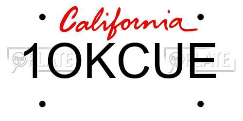 1OKCUE California License Plate