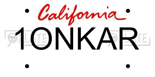 1ONKAR California License Plate