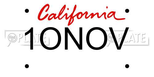 1ONOV California License Plate