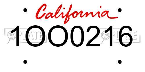 1OO0216 California License Plate
