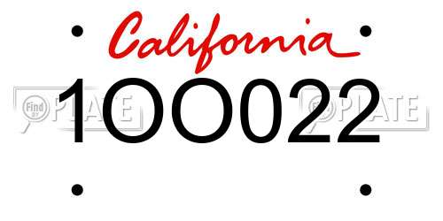 1OO022 California License Plate