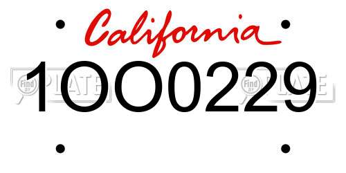 1OO0229 California License Plate