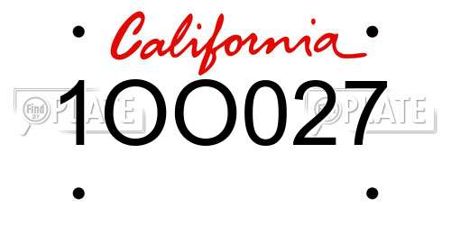 1OO027 California License Plate