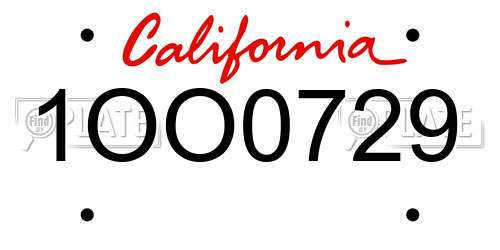 1OO0729 California License Plate