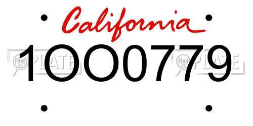 1OO0779 California License Plate