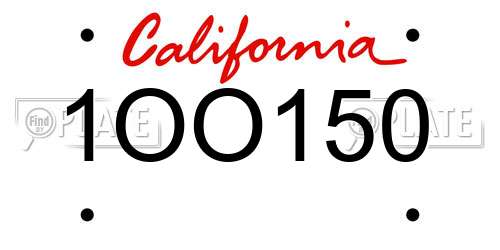 1OO150 California License Plate