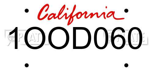 1OOD060 California License Plate