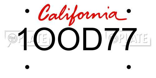 1OOD77 California License Plate