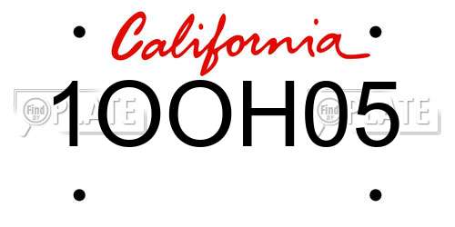 1OOH05 California License Plate
