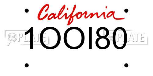1OOI80 California License Plate
