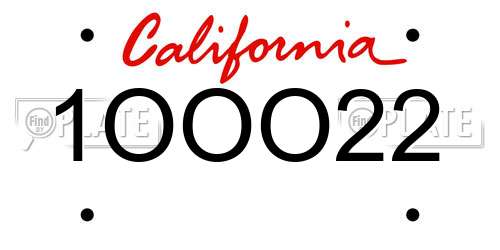 1OOO22 California License Plate