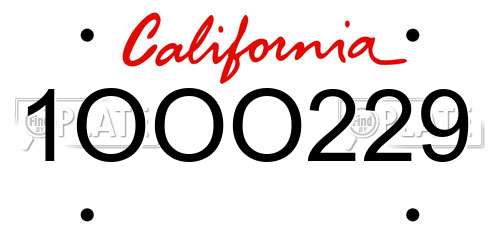 1OOO229 California License Plate