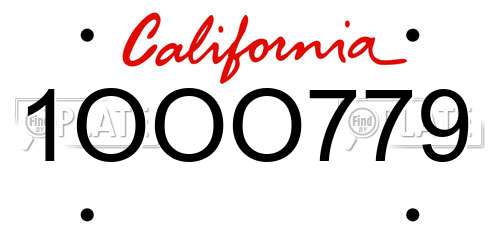 1OOO779 California License Plate