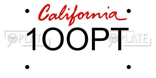 1OOPT California License Plate