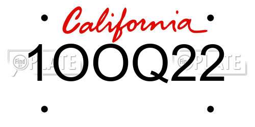 1OOQ22 California License Plate