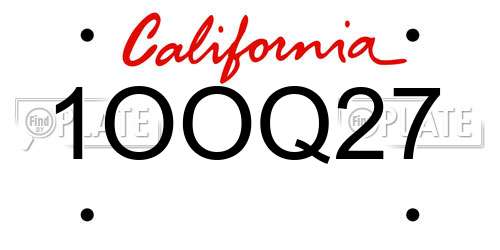 1OOQ27 California License Plate