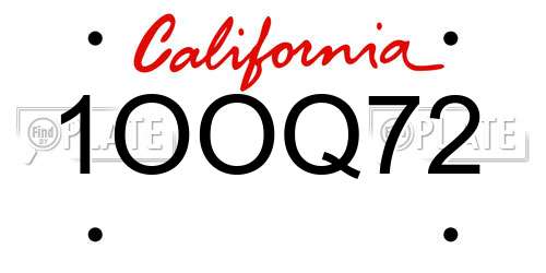 1OOQ72 California License Plate