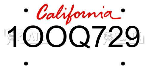 1OOQ729 California License Plate