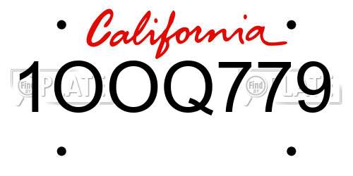 1OOQ779 California License Plate