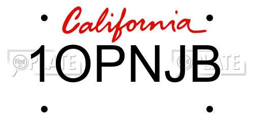 1OPNJB California License Plate