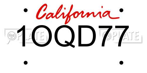 1OQD77 California License Plate