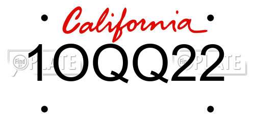1OQQ22 California License Plate