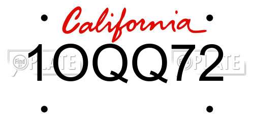 1OQQ72 California License Plate