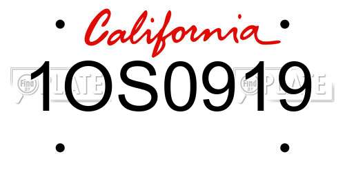 1OS0919 California License Plate
