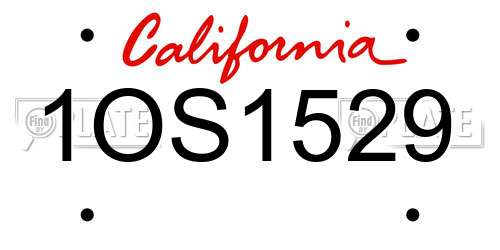 1OS1529 California License Plate