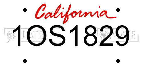 1OS1829 California License Plate