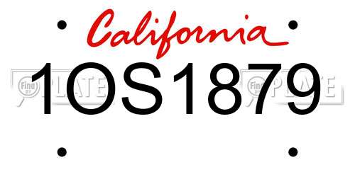 1OS1879 California License Plate