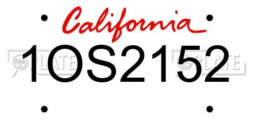 1OS2152 California License Plate