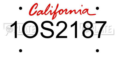 1OS2187 California License Plate