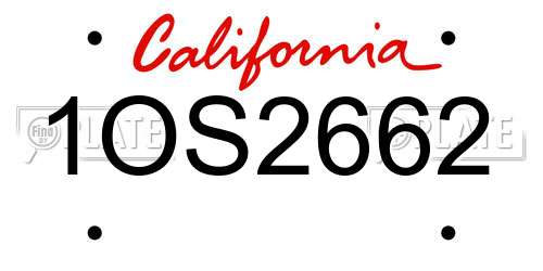 1OS2662 California License Plate