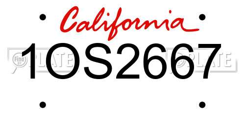 1OS2667 California License Plate