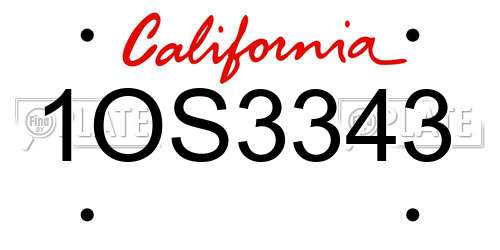 1OS3343 California License Plate