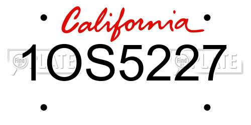 1OS5227 California License Plate