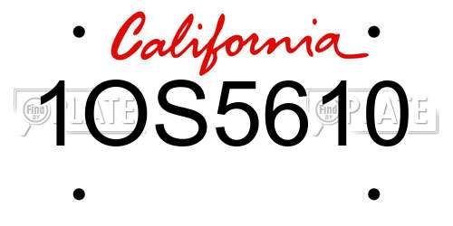 1OS5610 California License Plate