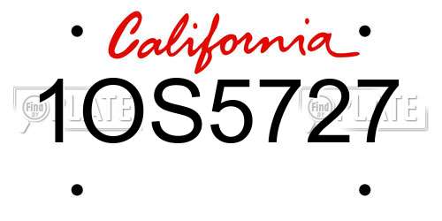 1OS5727 California License Plate