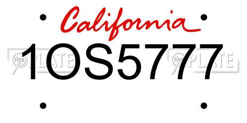 1OS5777 California License Plate