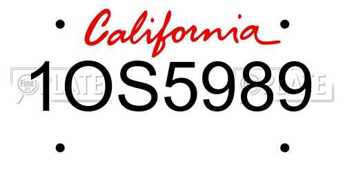 1OS5989 California License Plate