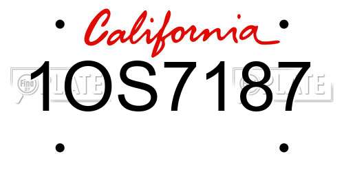 1OS7187 California License Plate