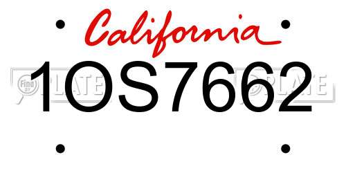 1OS7662 California License Plate