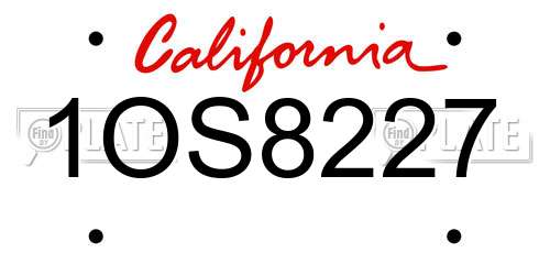 1OS8227 California License Plate